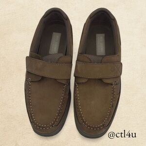 Men's Reel Legends Admiral Neutral Brown Leather Boat Shoe Loafers Size 10 1/2